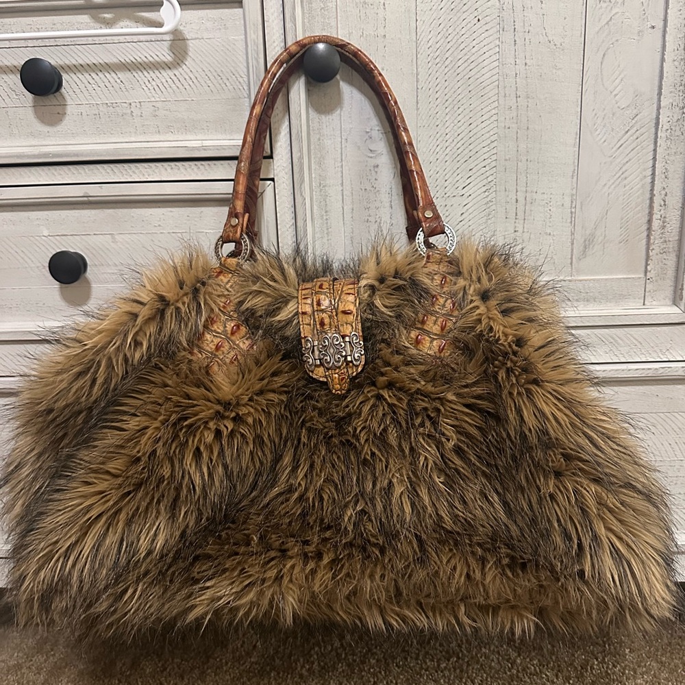 Raviani Faux Fur Brown Shoulder Bag